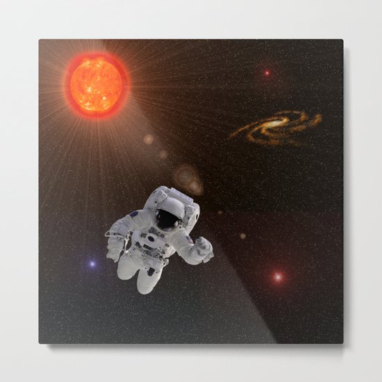 Astronaut Sun Stars Metal Print