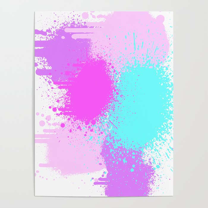 Wind - Retro Colorful Abstract Pastel Paint Spots Poster