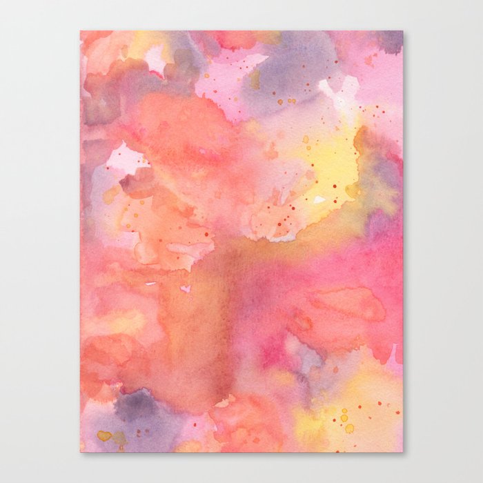 Sunset Color Palette Abstract Watercolor Painting Canvas Print By