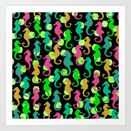 Seahorses and Bubbles Bold Art Print