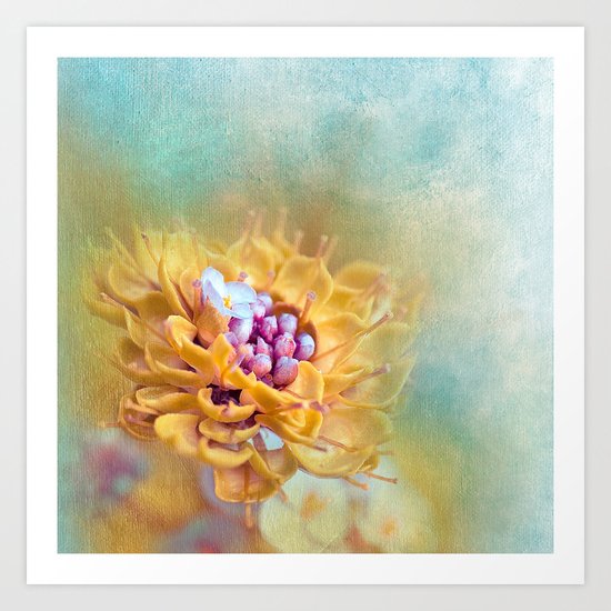 VARIE SQUARE - Floral and painterly texture work Art Print