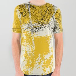 Fremont - USA - City Map in Yellow All Over Graphic Tee