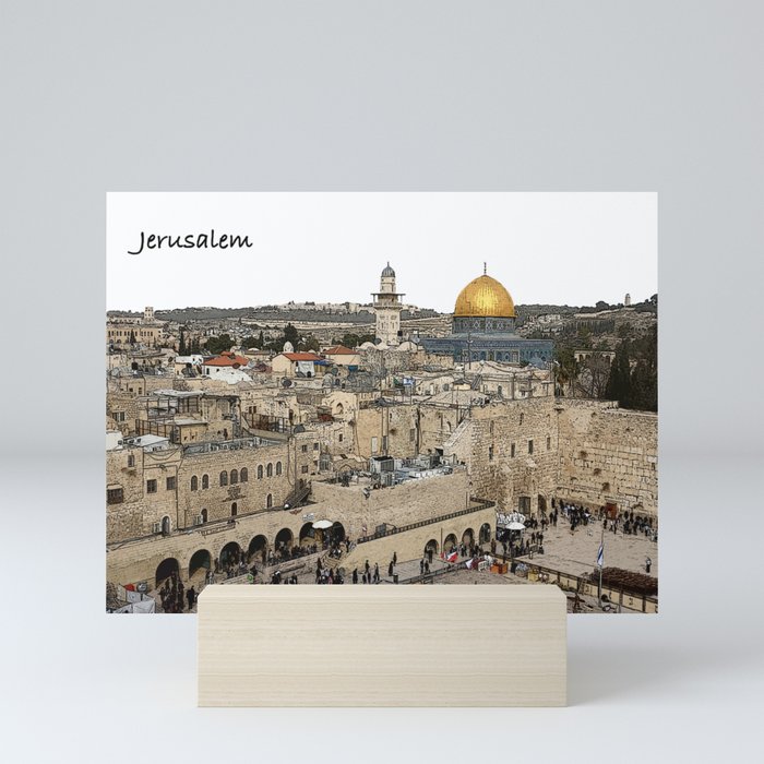 Old City Jerusalem with Dome of the Rock Mini Art Print