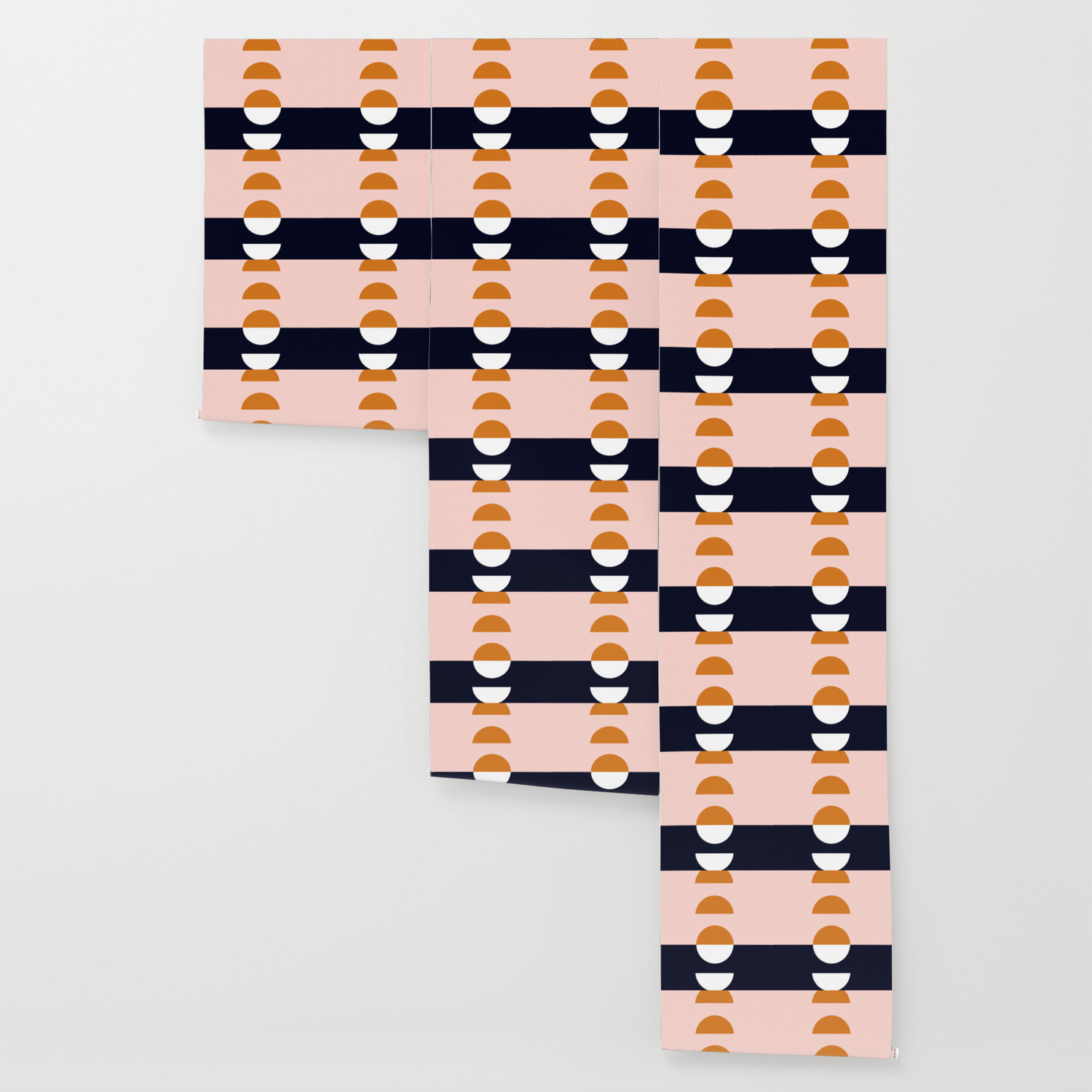 Abstract Geo 3 Blush Pink Orange Dark Blue Wallpaper By
