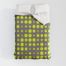 Modern Dots - Chartreuse Fluorescent Neon Grey Ash Charcoal Polka Yellow Green Duvet Cover