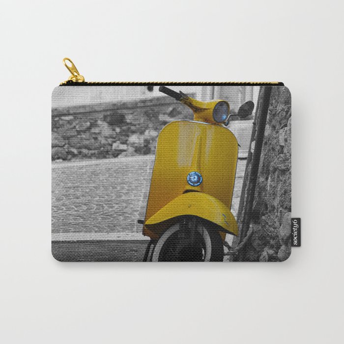 Yellow Vespa in Old Town Cannes Black and White Photography Carry-All Pouch
