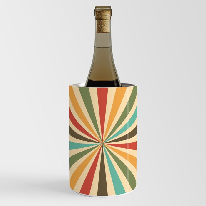 Sunburst Retro Colors Background Colorful Pattern Wine Chiller