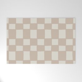 Tipsy checker in beige sand Welcome Mat