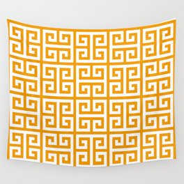 Greek Key (Orange & White Pattern) Wall Tapestry