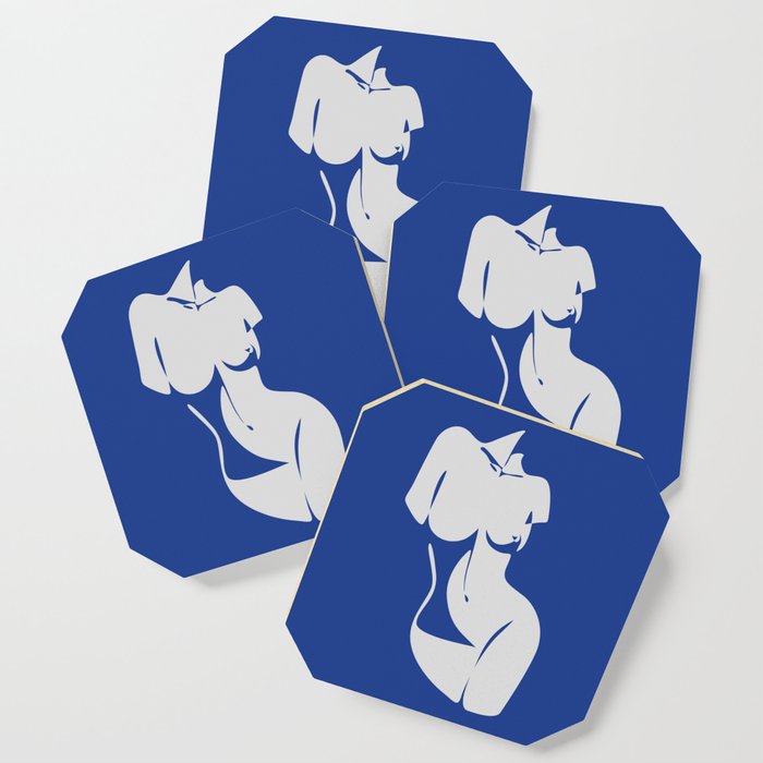 Curvalicious in blue / Abstract female body shape  Coaster
