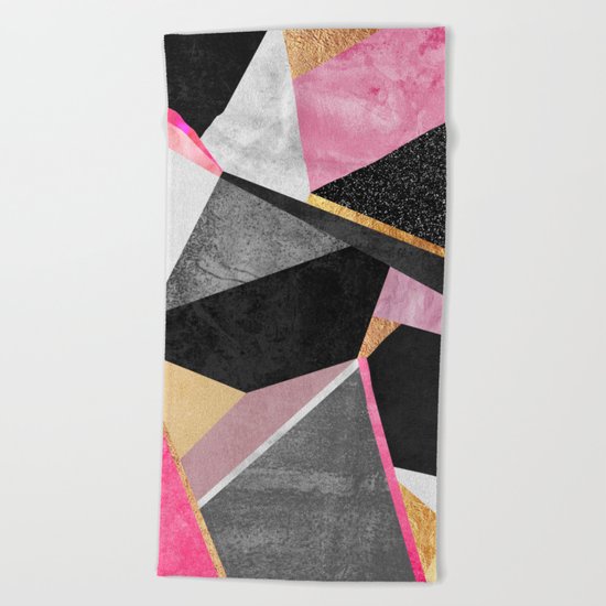 Geometry / Pink Beach Towel