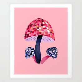Disco Ball Mushroom - Watercolor Art Print