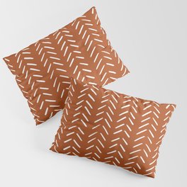 Minimalist Hand Drawn Herringbone Pattern (white/burnt orange) Pillow Sham