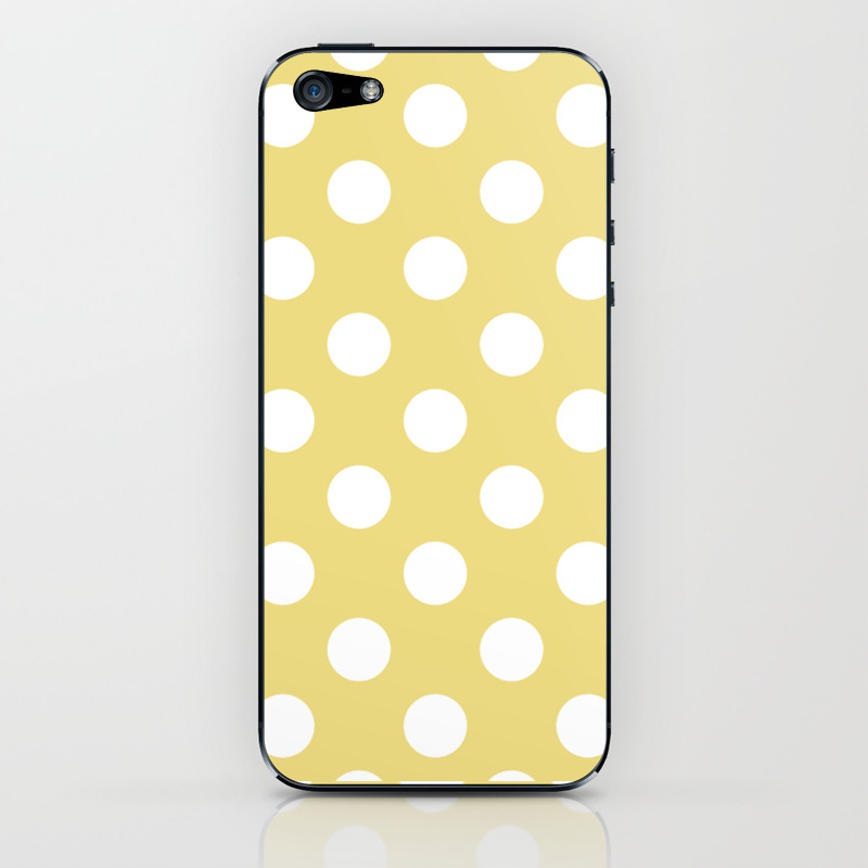 Flax - Beige - White Polka Dots - Pois Pattern iPhone & iPod Skin by makeitcolorful