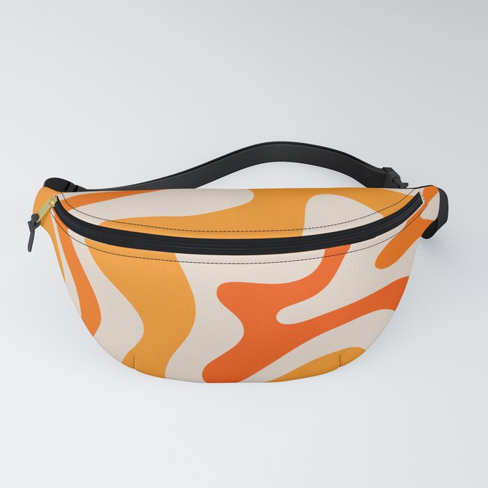 Retro Liquid Swirl Abstract Pattern in 70s Orange and Beige Fanny Pack
