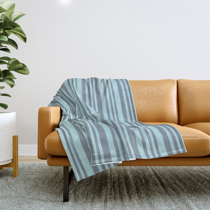 Light Slate Gray and Powder Blue Colored Lines/Stripes Pattern Throw Blanket