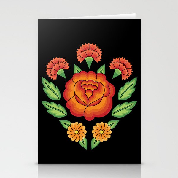 Mexican Folk Pattern – Tehuantepec Huipil flower embroidery Stationery Cards