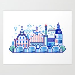 Riga Cityscape Travel Card Art Print