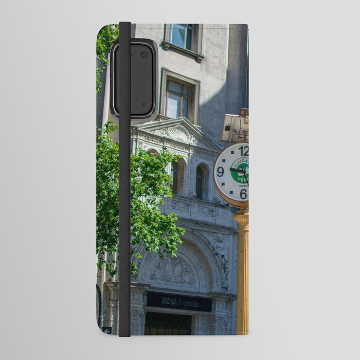 Argentina Photography - Clock In Down Town Buenos Aires In The Summer Android Wallet Case