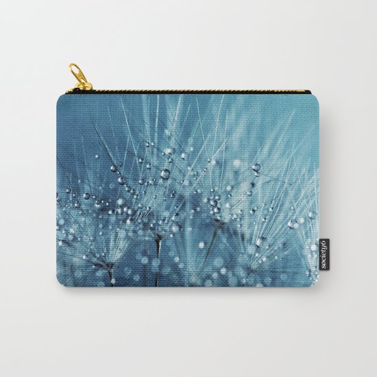 Drops sparkling on a Dandelion- Abstract blue close-up Carry-All Pouch