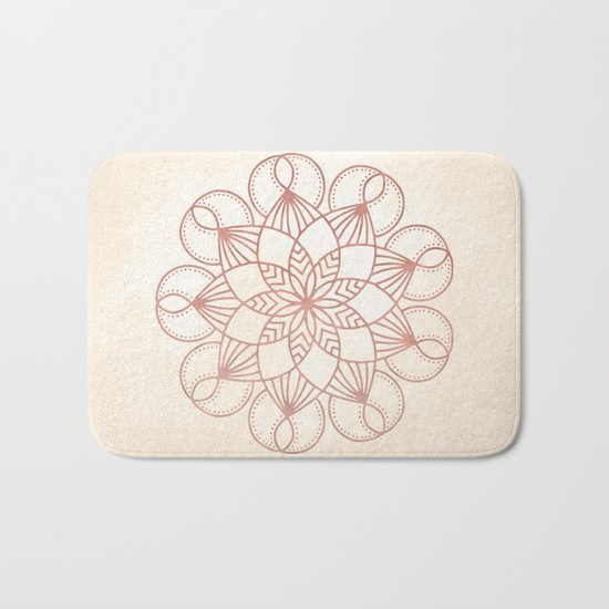 Mandala Blooming Rose Gold on Cream Bath Mat