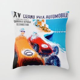 1957 Grand Prix de Monaco Auto Racing Vintage Poster Throw Pillow