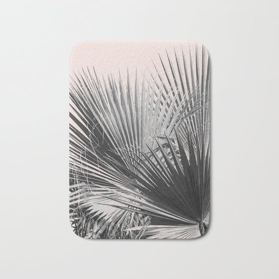 Palm leaves in pink Bath Mat