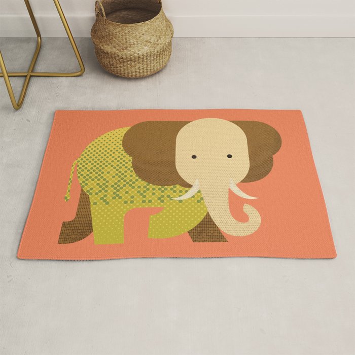 Whimsy Elephant Rug by The Printed Sparrow Society6