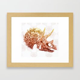 dinosaur flowers skull Framed Art Print