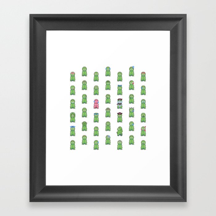 T-Rex Pixel Art Emoji Framed Art Print