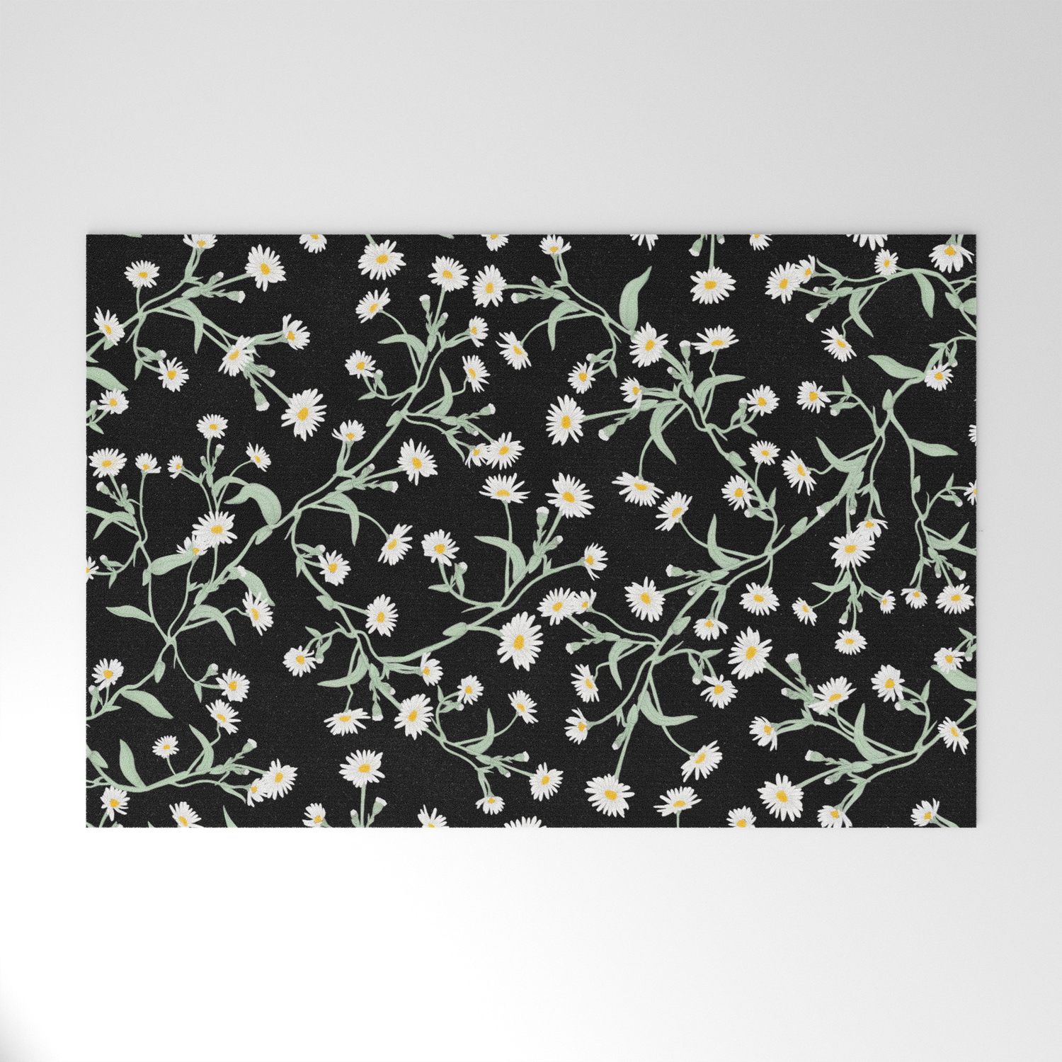 Oxeye Black Welcome Mat By Tamedblossom Society6