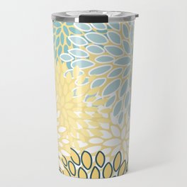 Modern Teal and Yellow Flower Travel Mug