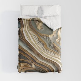 White Gold Agate Abstract Comforter