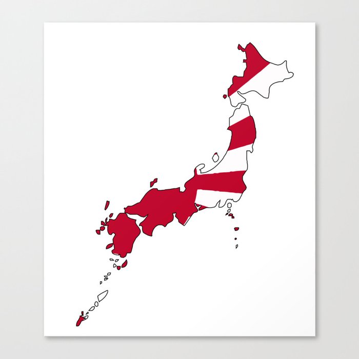 Japanese Map and Flag Canvas Print