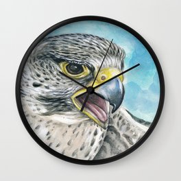 Peregrine Hawk Falcon Watercolour Human Made Art Painting Wall Clock