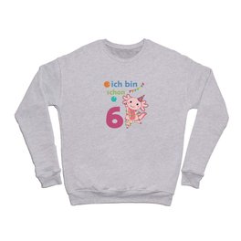 6th Birthday Axolotl Six Years Old Cute Animals Crewneck Sweatshirt