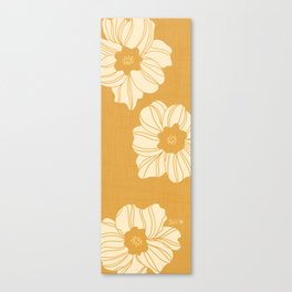 Ocher Yellow Jumbo Size Flowers on a Linen Background Canvas Print