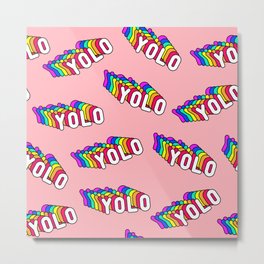 Patches with rainbow words "YOLO" (you only live once) Metal Print