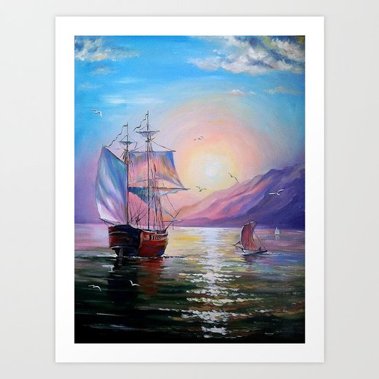 Returning to her native bay Art Print