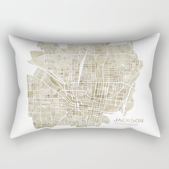 Jackson Mississippi watercolor city map Rectangular Pillow