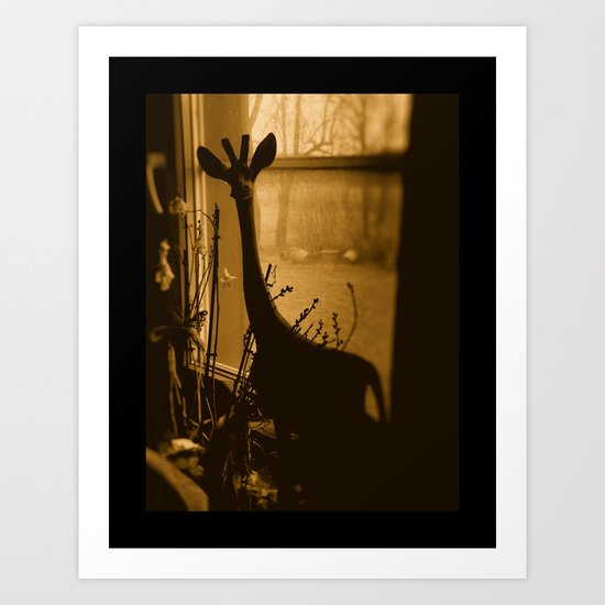 THERE'S A GIRAFFE IN MY WINDOW Art Print