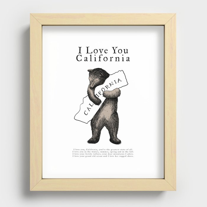 i love you california Recessed Framed Print