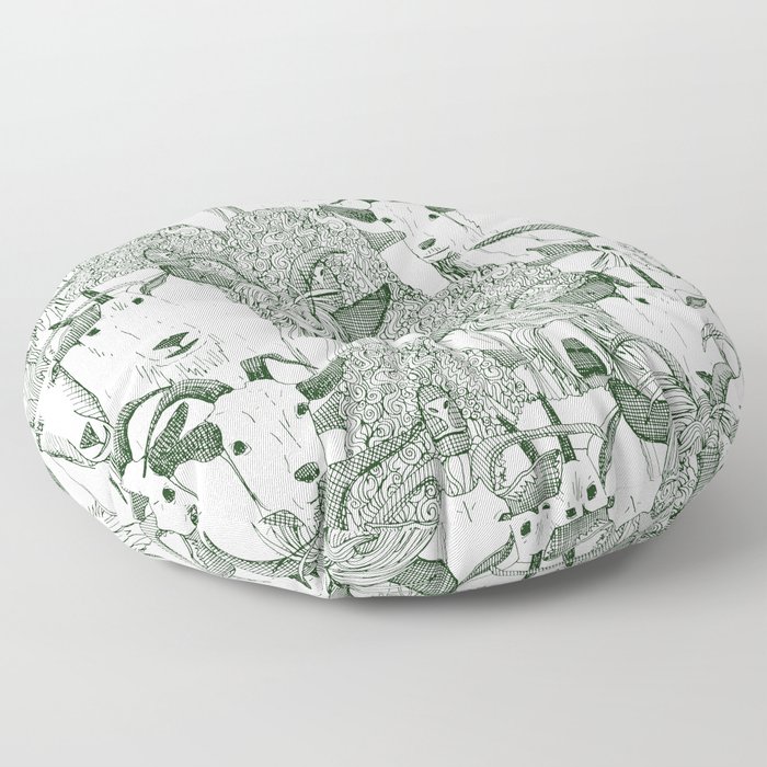 just goats dark green Floor Pillow