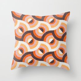 Here comes the sun // brown orange and blush pink 70s inspirational groovy geometric suns Throw Pillow