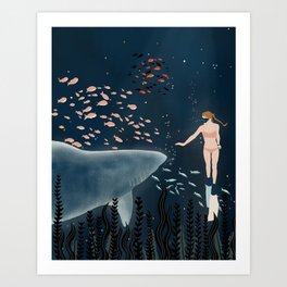 diving with sharks Art Print