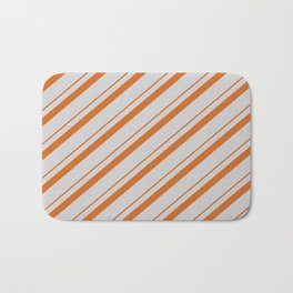 [ Thumbnail: Chocolate & Light Grey Colored Striped Pattern Bath Mat ]