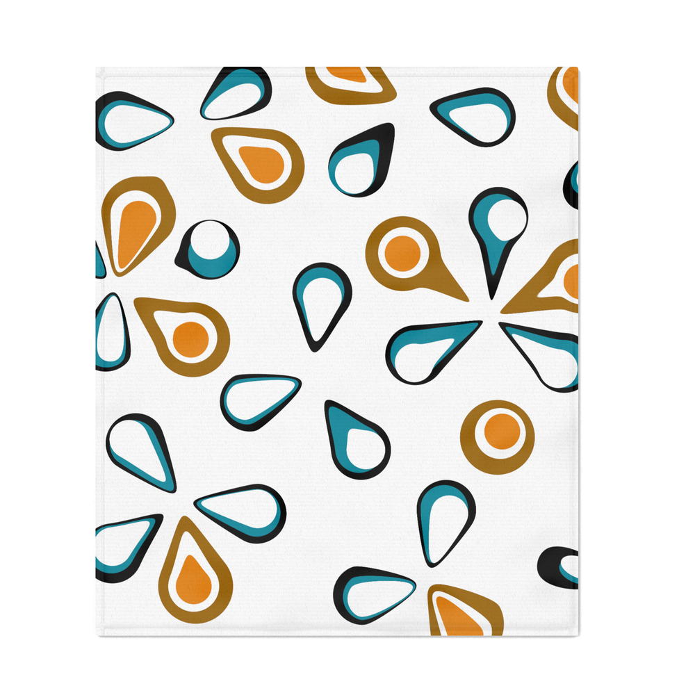 Blue, Orange, Brown, and White Flower Design Throw Blanket by jessielee72