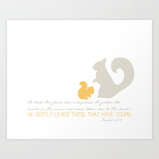 He Gently Leads - squirrel Art Print