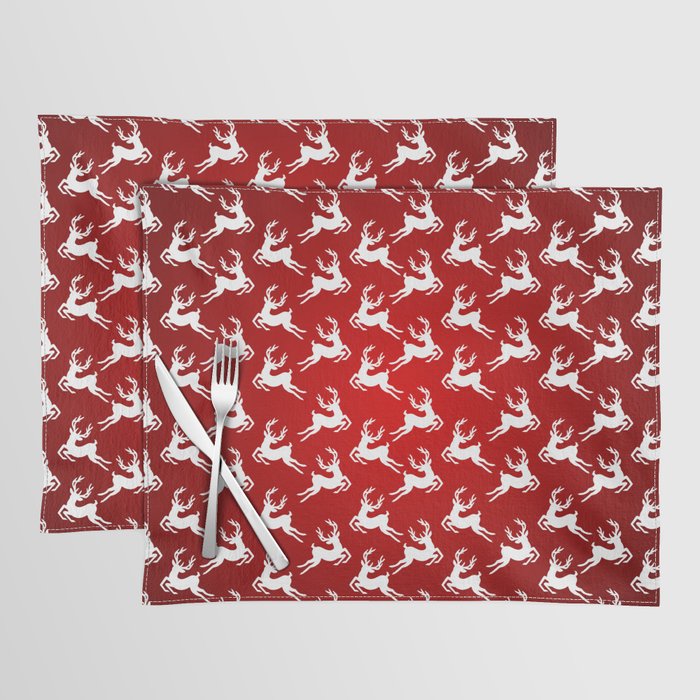 Christmas Pattern Red White Deer Retro Placemat