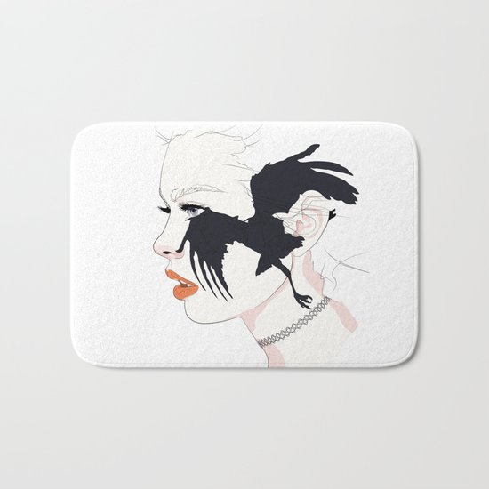 naked_black bird Bath Mat